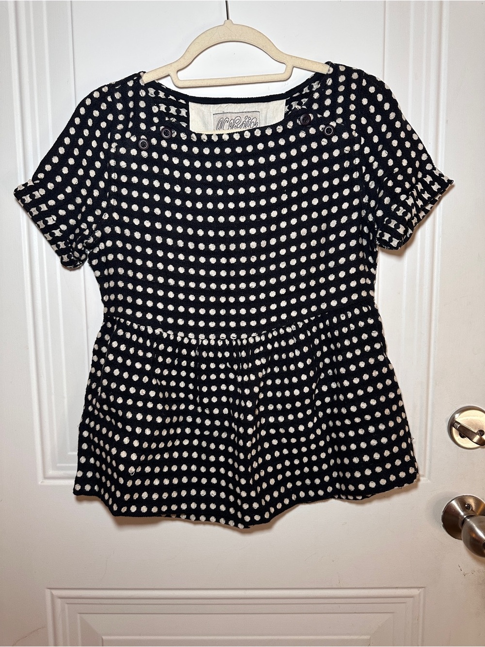 Ace & Jig Black and White Polka Dot Peplum Top XS
